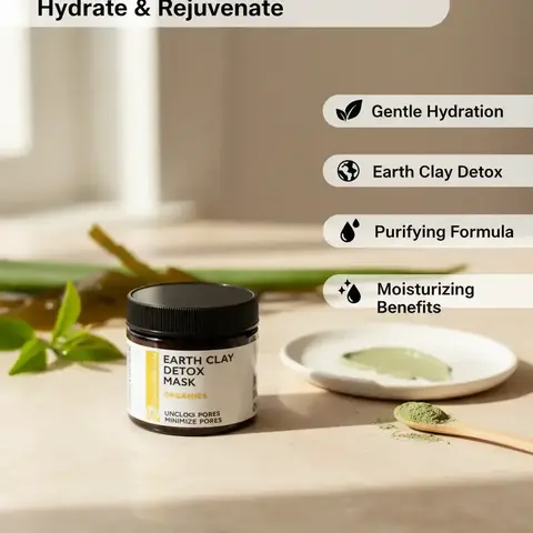 Silvana Miracle Organic Green Tea Hydrating Earth Clay Mask - Gentle Nourishing Beauty Mask for Oily Skin, Oil-Absorbing, Pore-Refining, Acne-Clearing, Uneven Tone Corrector, At-Home Glowing Facial Treatment, Claymask