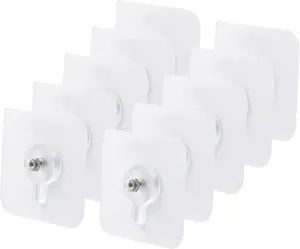 20 pcs Adhesive Wall Screws Wall Poster Non-Trace Stick Wall Hook Transparent Nail-Free Wall Sticker Heavy Duty, Waterproof, Rustproof, Oilproof Organiser