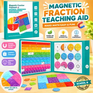Magnetic Fraction Educational Puzzle Fraction Tiles and Circles, Equip Magnetic Score Disk Demonstrator,Math Manipulatives Enhance Early Primary School Students Mathematical Skills