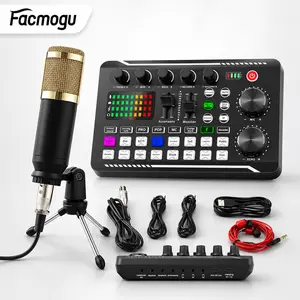[Facmogu]F998 Live Streaming Sound Card Audio Mixer & Voice Changer with DJ Mixing, Ambient Sound Effects, Live Microphone Kit – for Live Stream, Recording, Gaming, Ideal Gift for Music Lovers, Teenagers & Students