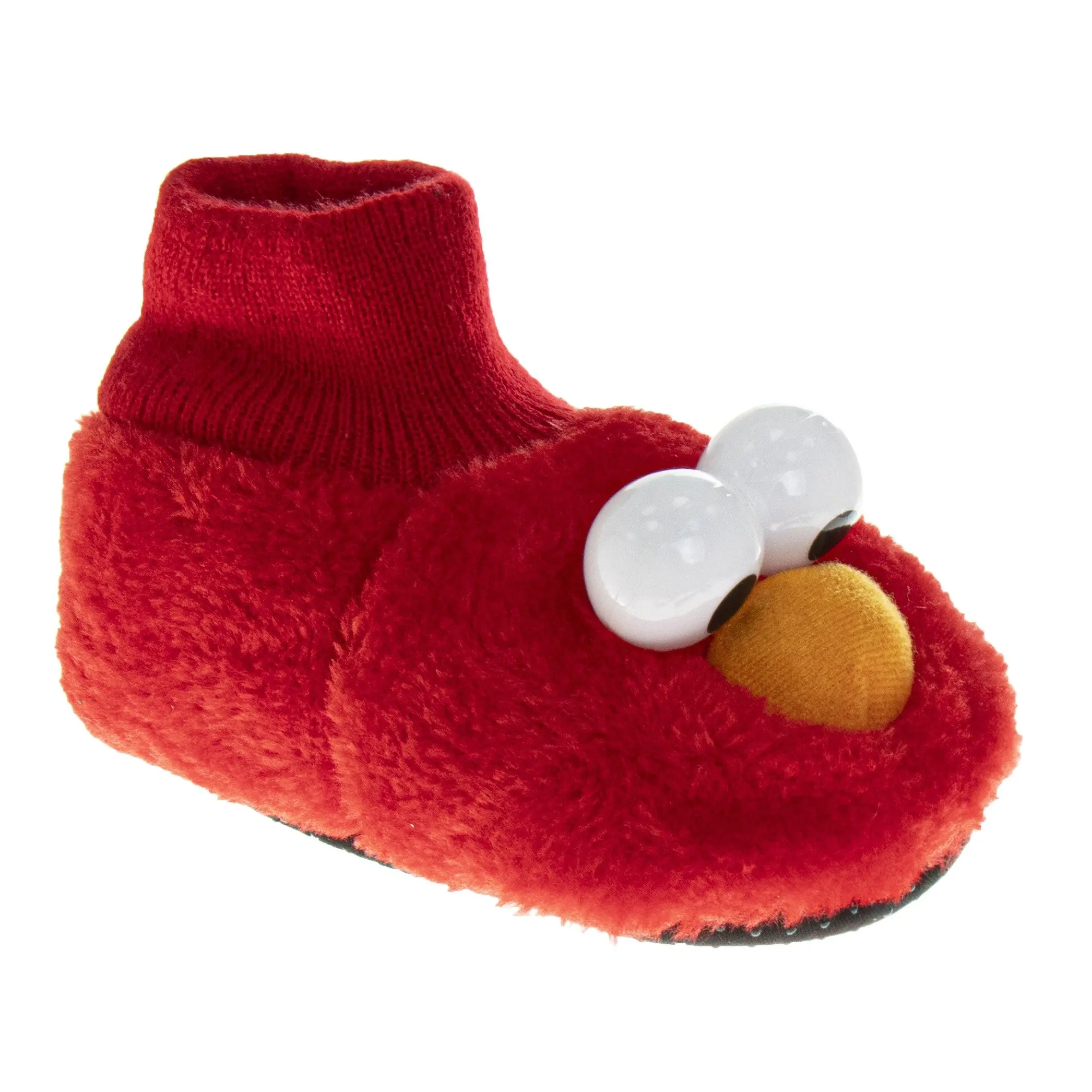 Josmo Kids' Elmo Slippers, Licensed Sesame Street 3D Puppet Style Plush Slip-Ons, Dual-Size with Slip-Resistant Sole, Toddler House Shoes, Kid Shoes, Slip On