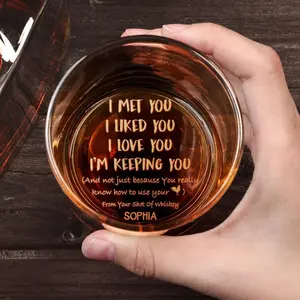 I Met You Glass Cup High quality laser engraved whiskey High quality laser engraved whiskey glasses, Personalize your handwriting Gifts for couples, Home Decor & Gifts, Funny gift for men and women, Drinkware, Halloween