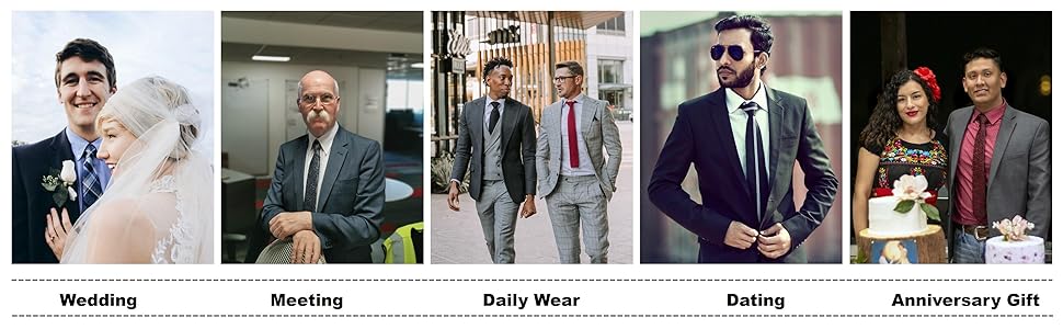 Tie Clips for Men, Black Gold Blue Silver Tie Bar Set for Regular Ties, Luxury Box Gift Ideas