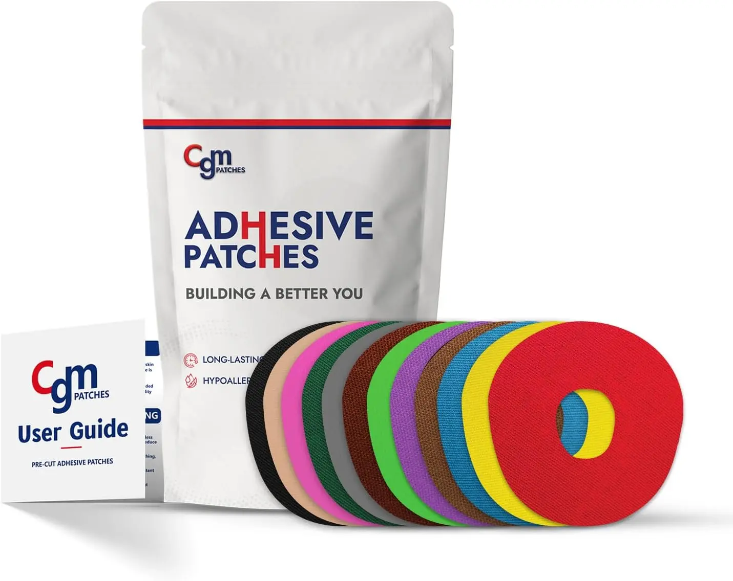 CGM Patches Dexcom G7 and Stelo with Cutout-Waterproof Breathable Premium CGM Sensor Tapes Graded Comfortable Patches-Lasts 10-14 Days-Pack of 25