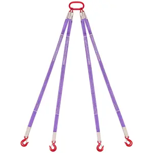 【fathersdaygift】VEVOR Lifting Sling Straps,Four Leg Polyester Bridle Sling with Hooks6600LB Capacity5Ft Heavy Duty Rigging StrapThickened & Wear-Resistant Webbing Slings for Engines Cranes Hoists Truck