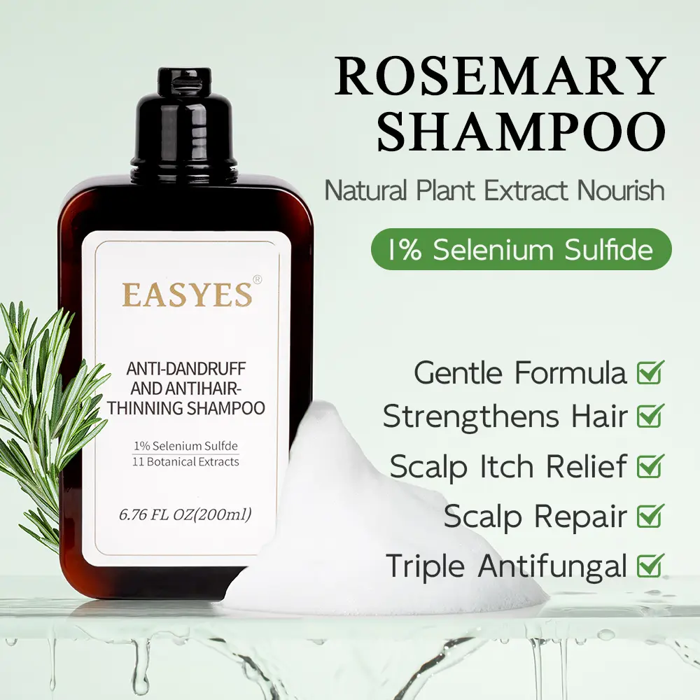 【Easyes】Rosemary Hair Shampoo Anti-Dandruff Anti-Thinning Repairs Strengthens 3 in 1 - Woody Fragrance Women and Men Shampoo Gently Cleanse Suitable for all hair types vegan no animal testing Hair Product The best choice for gifts -SW-1