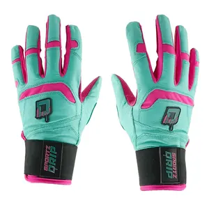 Sportz Drip Batting Gloves Teal Pink Genuine Leather for Baseball Softball Unisex Youth Adult Adjustable Strap Flexible Design