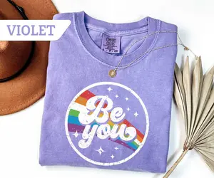 Comfort Colors Be You Rainbow Shirt, Rainbow Be You T-Shirt, LGBT Gifts, Pride Gift, Pride Celebration Tee, Retro Pride TShirt, Rainbow Shirt, Social Justice Shirt
