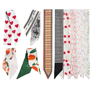 10 pieces hair ribbon scarf set, fashion ribbon scarf for hair, scarf for handbag handle, scarf for purse, scarf for women ladies girls purse scarf fashion accessories hairscarf