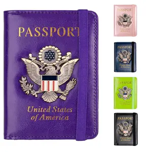 RFID Blocking Leather Passport Holder, Passport Cover, Metal Badge Passport Wallet & Passport Book Case - Aesthetic Travel Essentials Accessories for Women Men Family Cruise Vacation outdoorfun