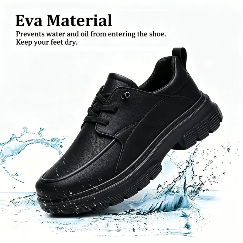 Men's black anti slip work shoes, Slip Resistant Shoes,comfortable waterproof chef shoes, one step on, affordable, casual Oxford shoes for office and daily wear Footwear