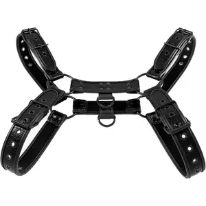 Men's PU Leather  Harness with Crocodile Texture Suspenders  Belt