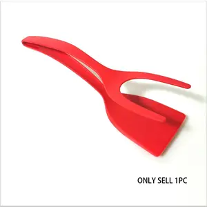 Non-Stick Egg Turner Spatula, 2-In-1 Handle and Flip Kitchen Tongs, High Heat Resistant, BPA Free Multi Purpose Cooking Utensil for Thin Pancakes, Fish, Eggs, Toast