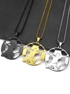 Hip Hop Soccer Football Goalkeeper Pendant Necklace For Women Men Stainless Steel Gold Color Sports Style Male Chain
