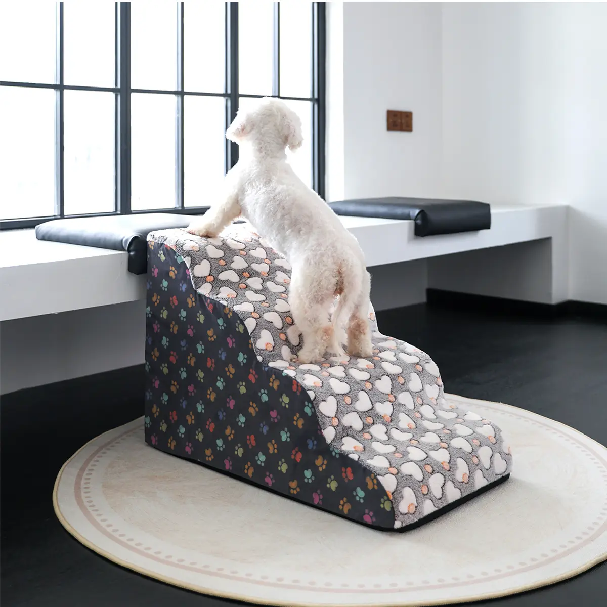 Pet Stairs for Cats & Dogs, Removable Small Animal Ladder, Non-Slip Sponge Bottom, Ideal for Elderly Pets, Sofa Bed Side Helper, Home, Puppy, Kitten, Paws