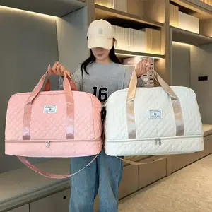 shoulder bag  Large Capacity Lightweight Travel Duffle Bag - Argyle Pattern Portable Overnight Luggage