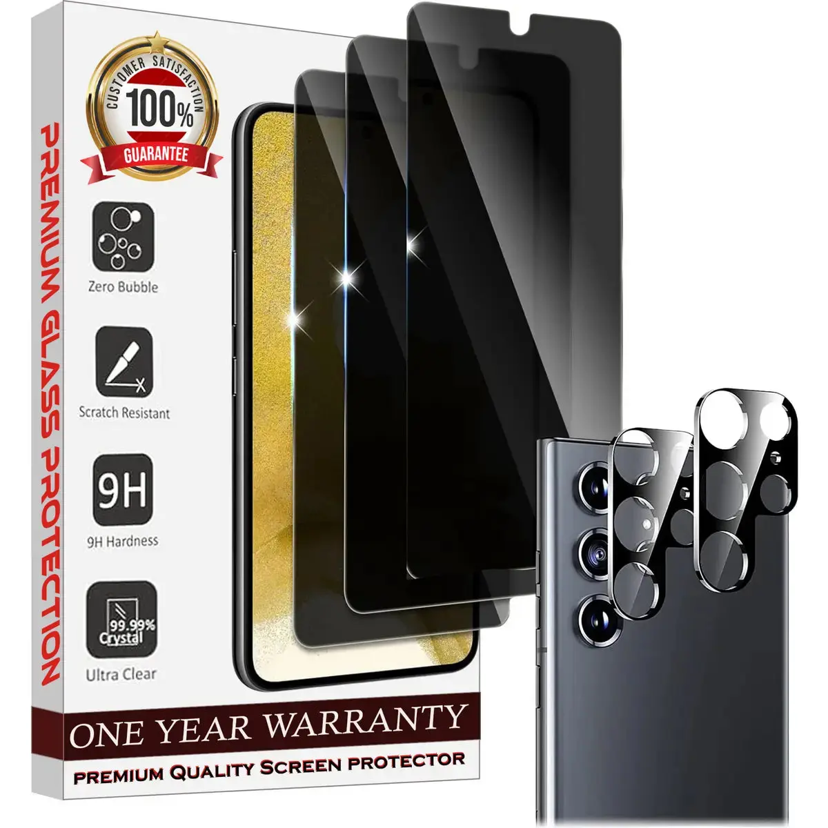 Entronix Case Privacy Screen Protector for Galaxy S21 Ultra with Camera Lens [3+2], Anti-Spy Tempered Film Protection Durable