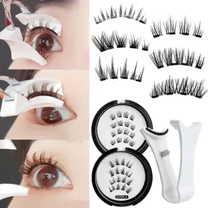 New Kit 3D Natural Effect Magnetic Reusable Eye Makeup False Lashes Beauty Eyelashes Supplies