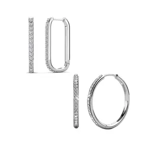 Cate & Chloe Earrings Pack of 2 - Bianca, Nadia 18k White Gold Plated Hoop Earrings