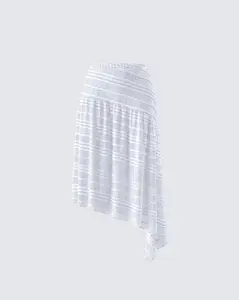 Zaya White Tiered Asymmetric Skirt