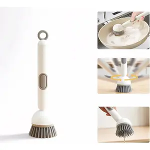 6-in-1 Dish Brush with Detergent Dispenser 360° Rotating Scrubber for Pots Pans Dishes & Utensils Adjustable Angles Non-Slip Grip Handle Durable PET Bristles Ergonomic Design Anti-Slip Grip Integrated Soap Dispenser