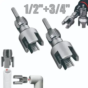 PVC Pipe Thread Cutting Tool, Upgrade Internal & External Threading Tool for Plumbing DIY Repairs – 1/2" & 3/4" Pipe Thread Cutter