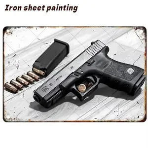 Iron sheet painting Vintage Glock 32 Handgun Art Sign, Vintage Plaque Decor, UV Printed Canned steel sheet, Perfect for Fall Hunting Season & Gun Collection Display, Retro Weapon Theme Decor