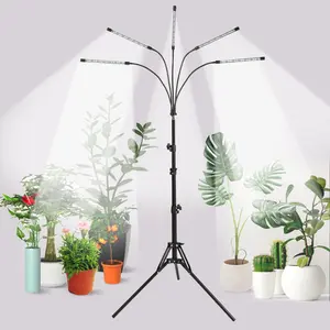 MUENING Modern Indoor Garden Grow Light with Metal Stand - Dimmable LEDs, 10 Brightness Levels, 3/9/12H Timer, 3 Switch Modes, Adjustable Gooseneck Arm, White & Warm White Spectrum for Indoor Plant Growth