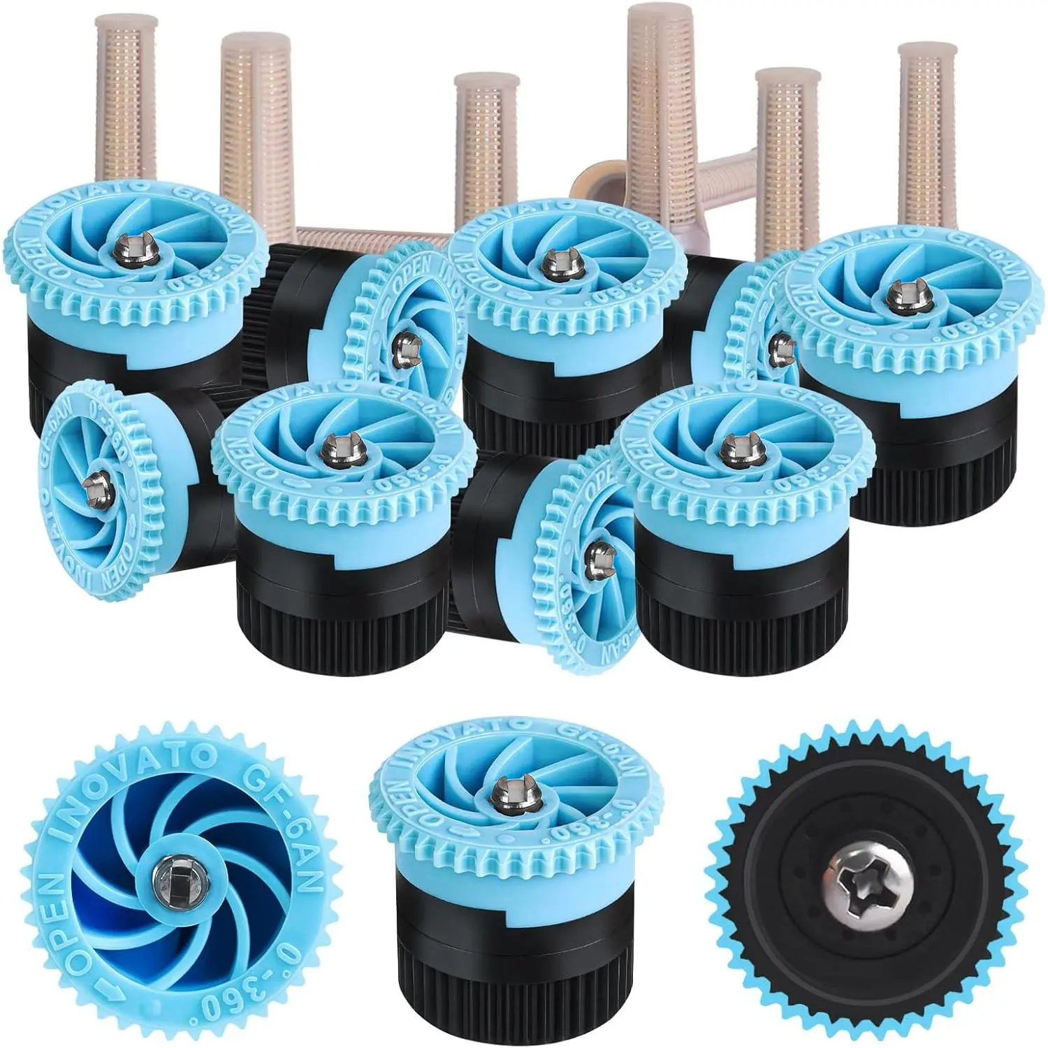 10 Adjustable Arc Nozzle Fittings (6-Van) Garden Sprinklers, Durable POM Engineering Plastic Pop-Up Replacement Heads with Adjustable Spray Features, 0°-360° Even Water Distribution for Garden Lawn Irrigation, 0 To 360 Degrees, 10 Adjustable Arc Nozzles