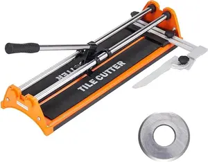 VEVOR Manual Tile Cutter, 17 inch Porcelain Ceramic Tile Cutter with Tungsten Carbide Cutting Wheel, Removable Scale, Anti-Skid Feet, Double Rails for professional installers or beginners