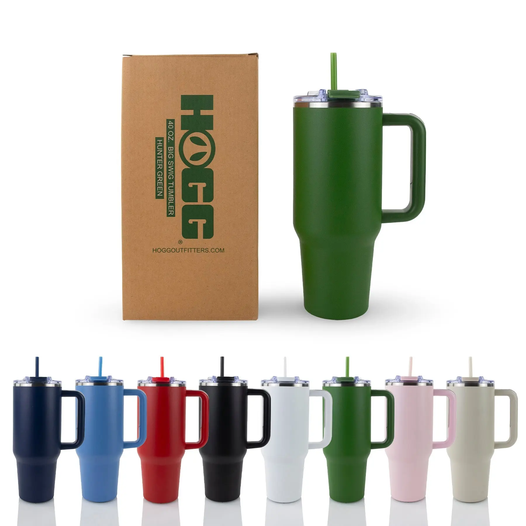 40oz Big Swig Handle Tumbler - Dual Function Lid - Matching Color & Clear Straw & Straw Cleaner
