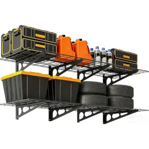 Garvee - Pack of 2 Garage Storage Shelves 2 x 6 Feet, Wall Mounted, 24 x 72 Inches, 1600 Pounds, Heavy Duty and Durable Storage Shelves, Shelving