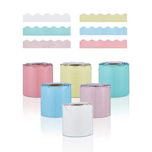 VEVOR Bulletin Board Borders, 6 Rolls 32.8 Feet Scalloped Bulletin Board Borders, Rolled Border Trim with Wavy Line Design, Colorful Pastel Borders for School Classroom Party Wall Decoration