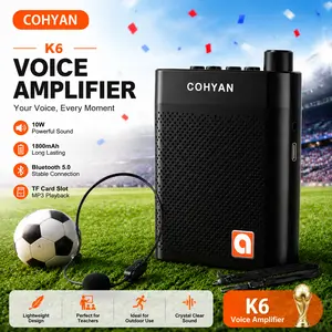 COHYAN K6 Bluetooth 5.2 Voice Amplifier - Rechargeable Battery Portable Wireless Megaphone with 3.5mm Wired Clip-On Headset Microphone, Waistband for Teachers, Classroom, Outdoor Speakers summervibes,