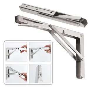 24'' Folding Shelf Brackets Max Load 550 lb, Heavy Duty Stainless Steel DIY Wall Mounted Space Saving Shelf Bracket for Table Work Bench, Pack of 2