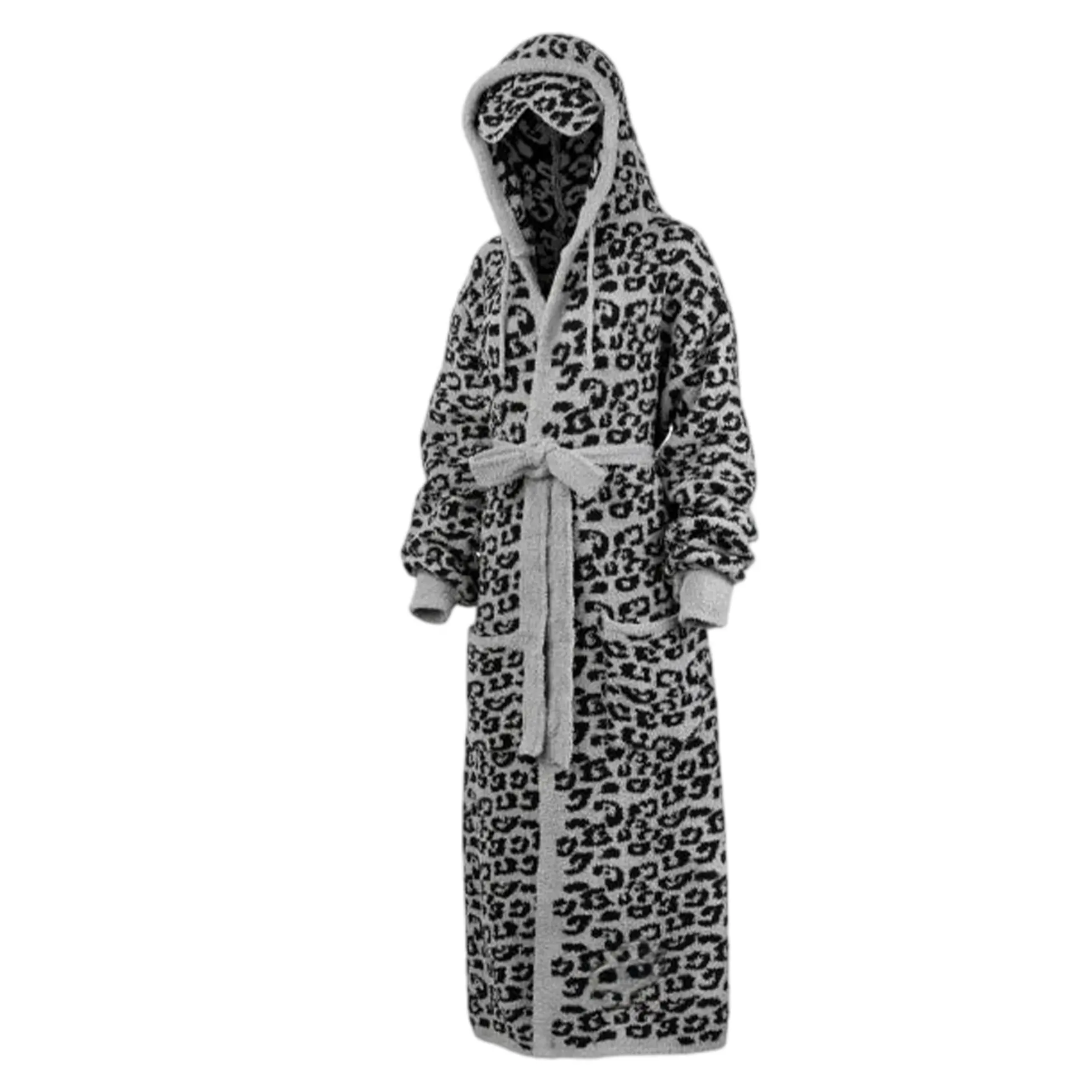 Songling Women's Long Hooded Teddy Fleece Robe with Built-in Eye Mask, Fluffy Sherpa Loungewear Dressing Gown, Nightwear, Fabric, Hooded Robe