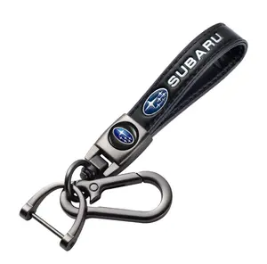 for Subaru Leather Keychain – Premium Key Fob Holder for Outback, Forester, Crosstrek, WRX, Impreza, Legacy, Ascent & All Subaru Models | 360° Rotating Screw-Free Metal Car Key Strap | Heavy-Duty Genuine Leather Keychain Gift for Men & Women