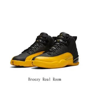 Black Leather Performance Sneakers with Bright Yellow Overlay & Rubber Sole | Durable High-Top Shoes for Basketball & Casual Wear