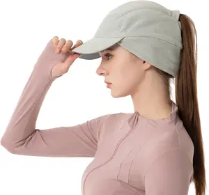 Ponytail Winter Hats for Women Reflective Fleece Ponytail Hat for Running Workouts