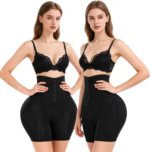 2Pcs Women High-Waisted Tummy Control Shapewear Shorts - Body Shaper Butt Lifter Removable 4 Pads Control Panty Curvy Fit Womenswear Fit Adjustable