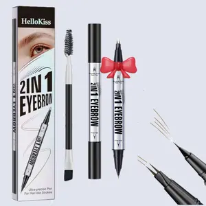 Double-Ended Liquid Eyebrow Pencil Set with Fork Tip & Brush, Precise Application, Easy for Beginners, Quick Shaping Essential Tool, Precisely Sculpted Brows, Eyebrow Makeup Products