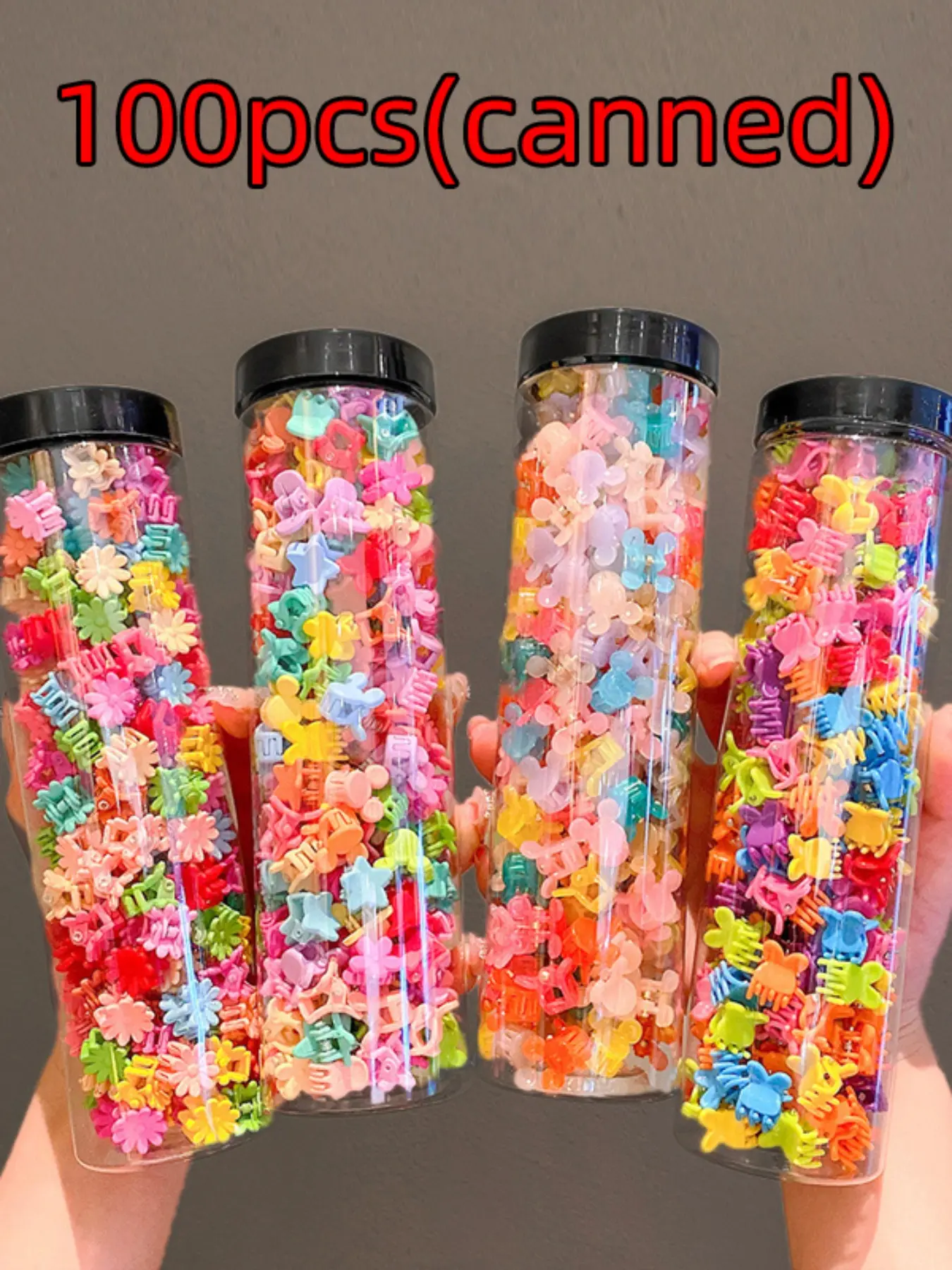 100pcs small grab clip canned colored candy mini hair clip summer forehead bangs side clip hair accessory Cute Hair Clips
