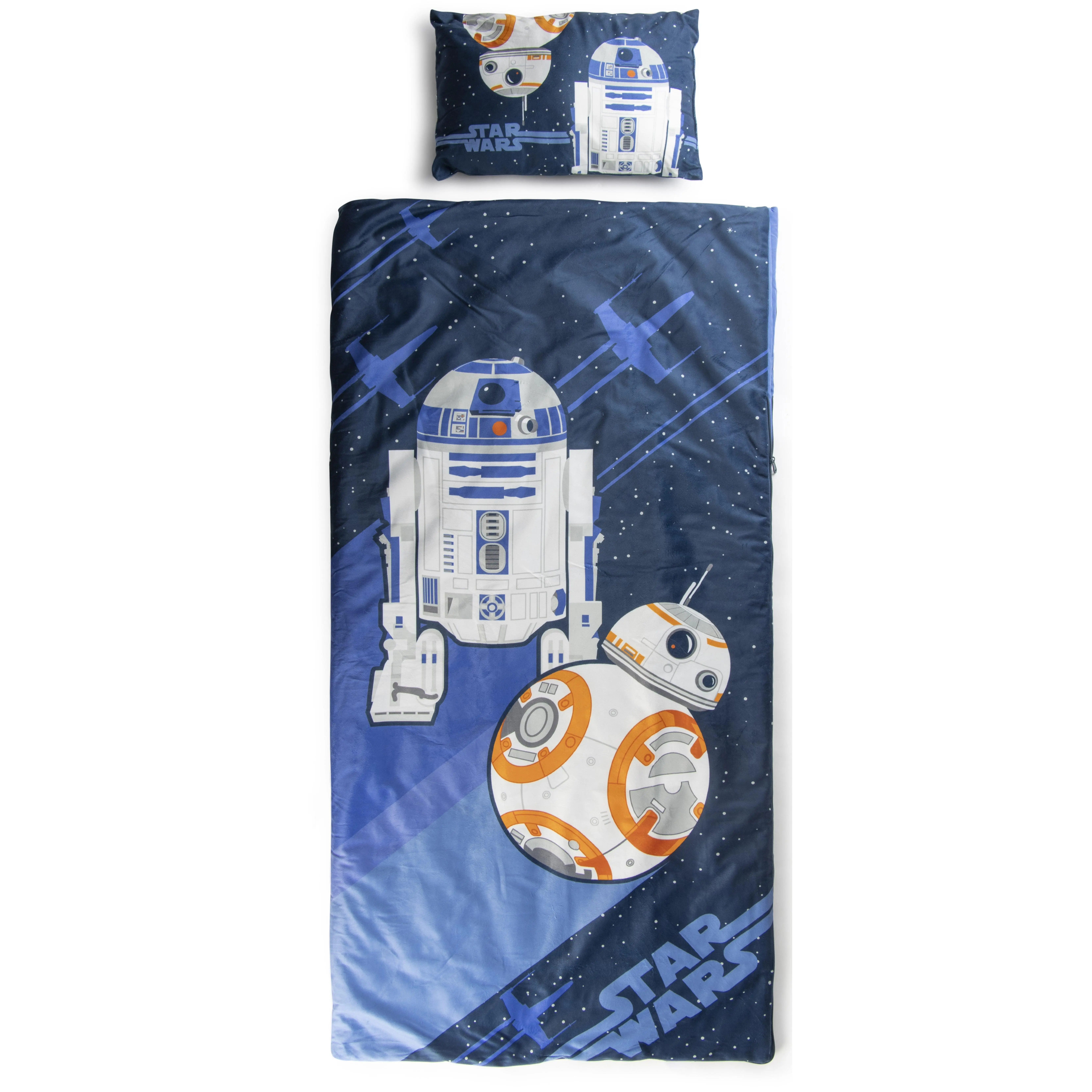 Jay Franco Children's High-Quality Soft Fabric 2-Piece Sleeping Bag Set - With Roll-Up Mat, 17"x11" Plush Pillow, Character-Themed, Ideal for School Use, Indoor Sleepover Bedding