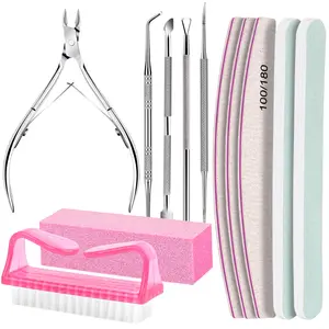 12 Pcs Nail Care Kit with Nail Files 100 180 Buffer Block Cuticle Nippers Trimmer Pusher Pedicure and Manicure Tools for Women Professional Manicure Set Home Salon