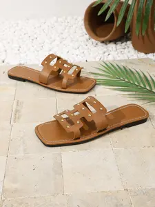 Vacation Style Minimalist Square Toe Sandals, Slimming Flat Slip-On Women's Shoes, Comfortable and Stylish Footwear for Summer