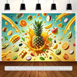 2D Flat, Vibrant Fruit Feast Polyester Photography Backdrop - Colorful Pineapple, Kiwi, Avocado & More Design for Birthday, Anniversary, Party Decorations - Indoor/Outdoor Use, No Electricity Needed, Fruit Decorations, Indoor Outdoor Decor, Festive