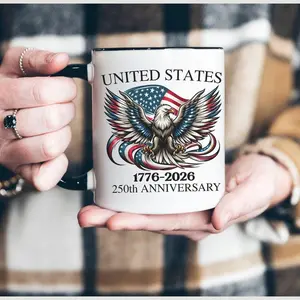 America 1776 mug, USA 250th Anniversary coffee mug, Patriotic 4th of July, Freedom mug, Semiquincentennial souvenir, Patriotic dad gift