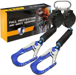 6ft Self Retracting Lifeline Retractable Fall Arrest Construction Roofing/Fall Protection Retractable Safety Lanyard External Shock Absorber Fall Arrest Safety