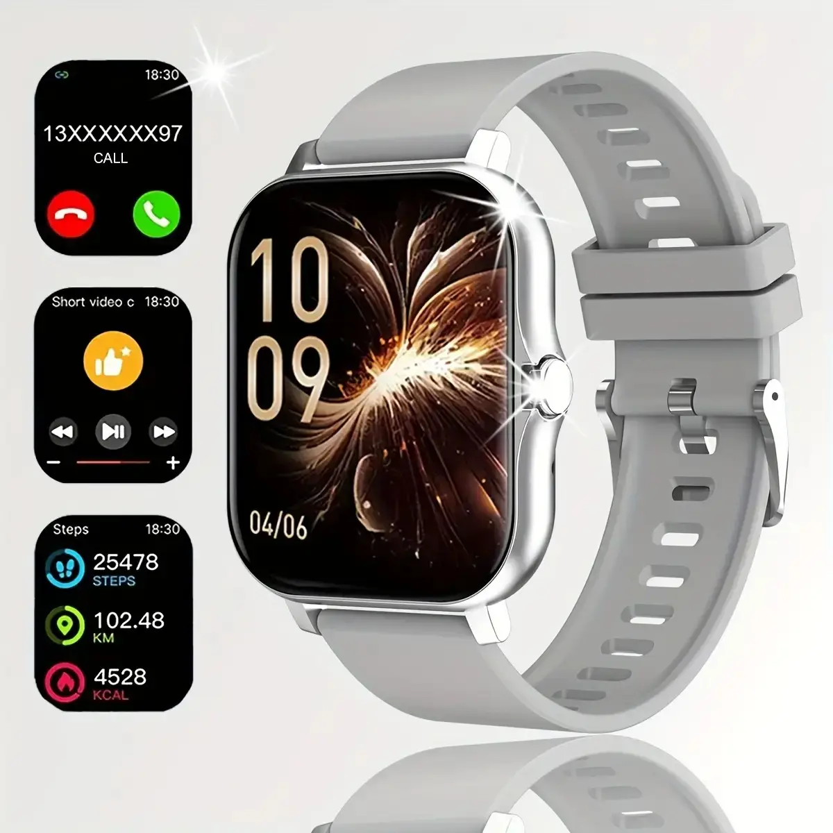 Smart watch, wireless talking/dialing, multi-sport mode, call reminder and rejection, SMS reminder, message reminder, various APP reminders, multi-function display, HD screen, multiple colors Alloy Charging Pink Smartphone Usb Wearable Rechargeable