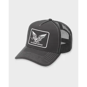 BILLABONG Bird Of Prey Garage Trucker Hat - Black Premium Quality Cap, 5-Panel Demi-Curved Brim Structured Hat, Adjustable Strap